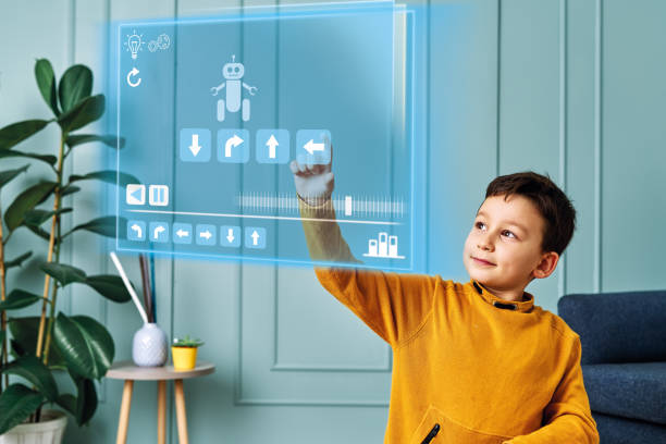 child coding on a computer screen, symbolizing the development of computational thinking and digital skills with Mastermindz